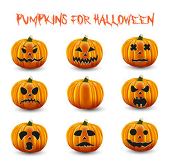 Cute Halloween icons set. Vector illustration.
