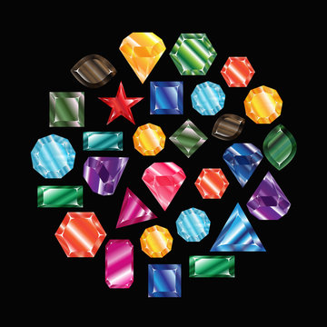 Stones christals colorful vector set