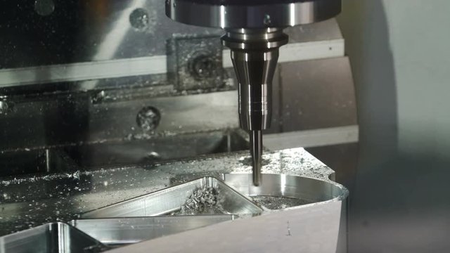 4K video footage of CNC metal processing industrial machine