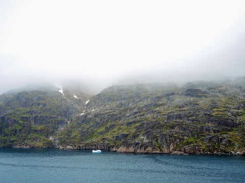 The Prins Christian Sund in Greenland, ice floes and glaciers