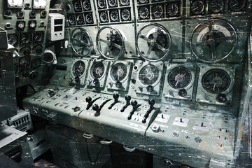 Interior of an old submarine - Command room