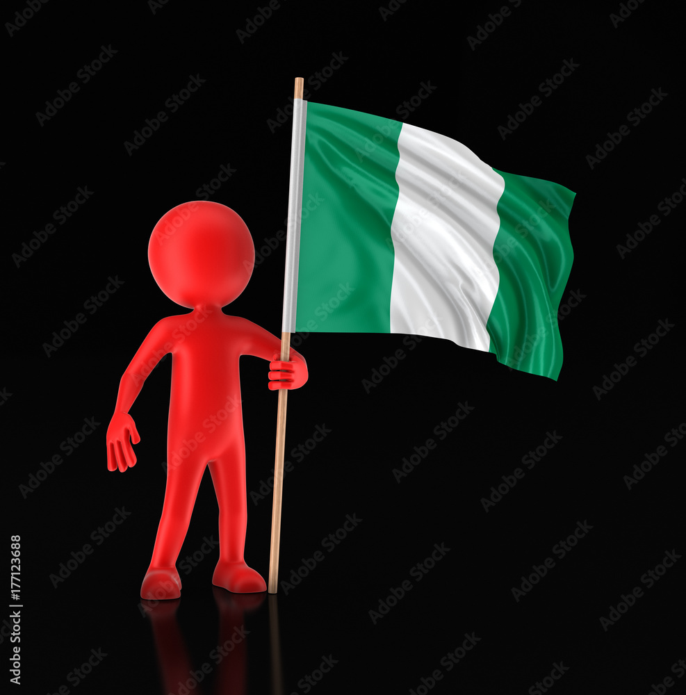 Poster man and nigerian flag. image with clipping path
