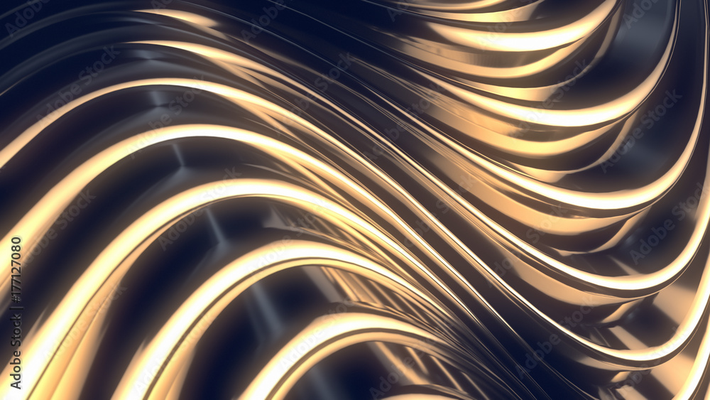 Poster Wave band abstract background surface 3d rendering