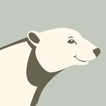 bear polar head vector illustration style flat profile