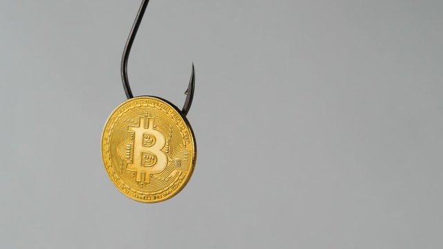 Illustration, on fishhook gold bitcoin