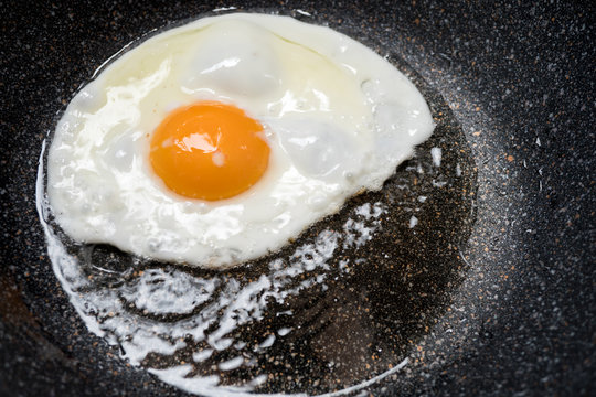 Close up fried egg, traditional healthy easy  meal