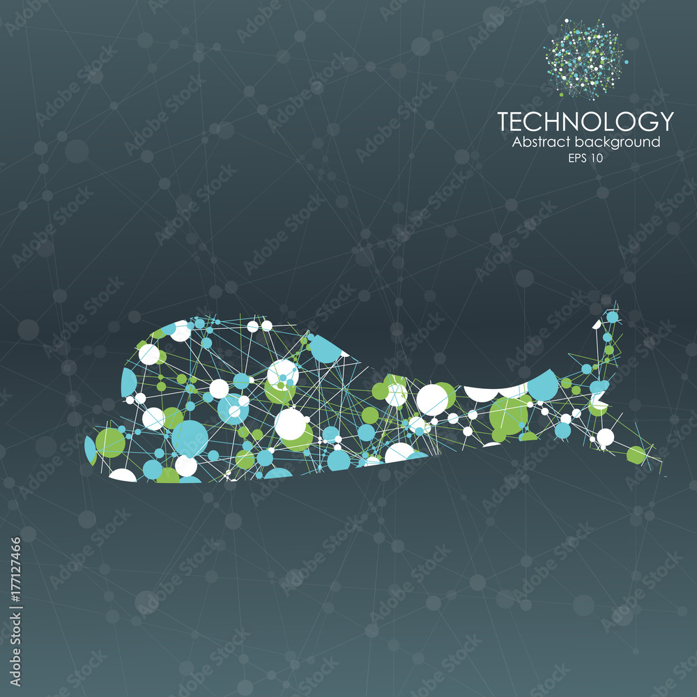 Poster molecular structure in the form of a sphere. vector illustration