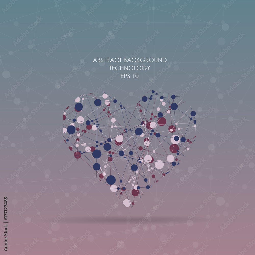 Poster molecular structure in the form of a sphere. vector illustration