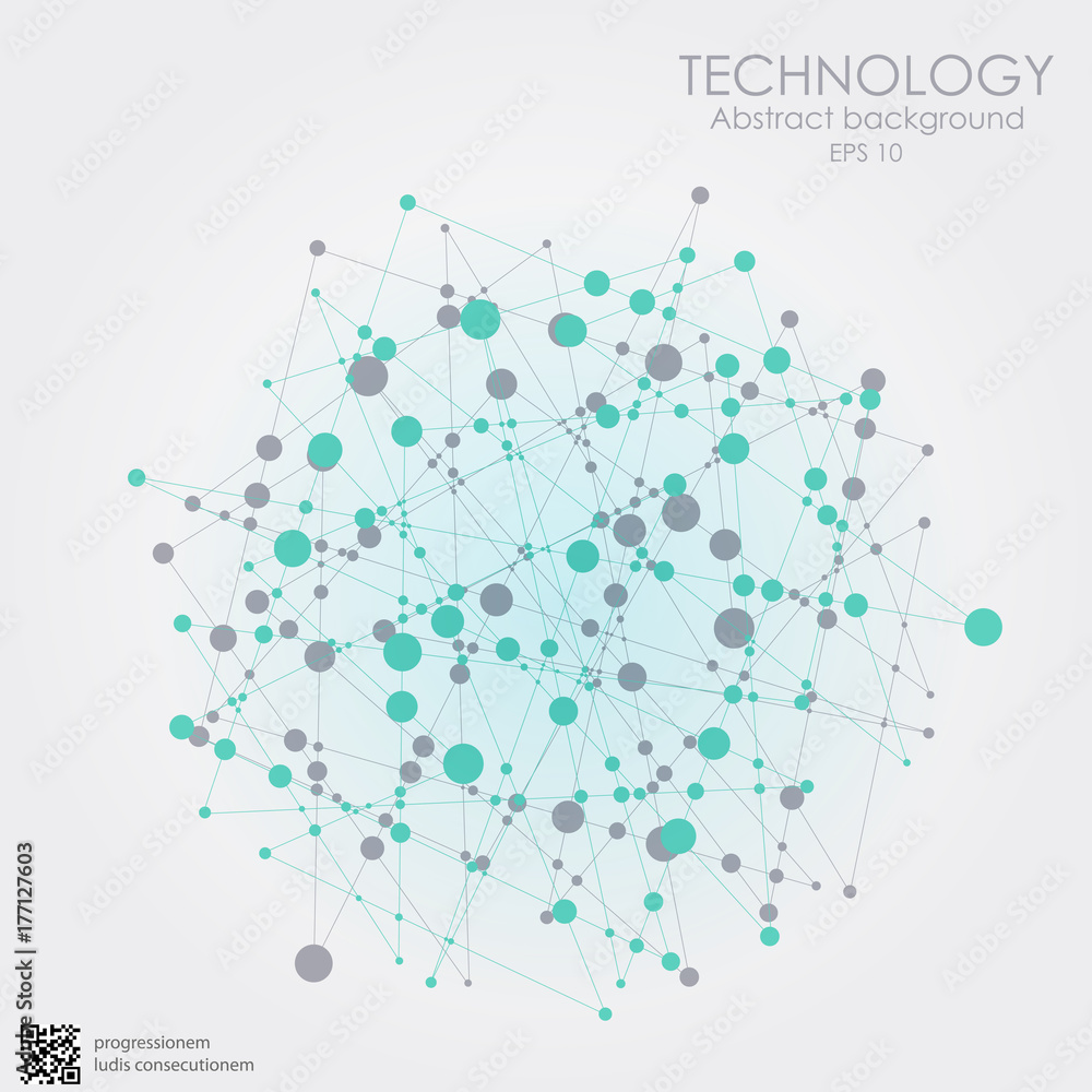 Poster molecular structure in the form of a sphere. vector illustration