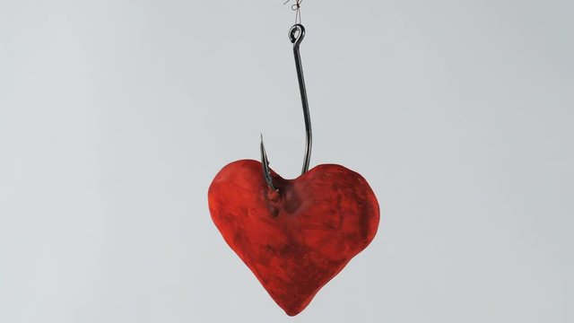 Illustration, on fishhook heart