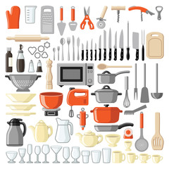 Kitchen tool collection - vector color illustration