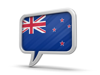Speech bubble with New Zealand flag. Image with clipping path