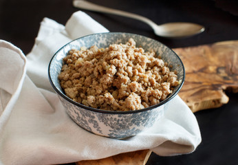 Ground or minced meat in a bowl