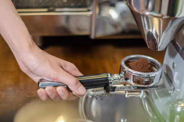 Making coffee on a coffee machine
