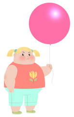 Fat girl holding balloon