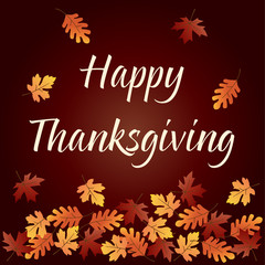 happy thanksgiving graphic with gradient falling leaves