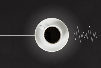 Invigorating coffee in the morning awakens the head and causes the heart to beat.
