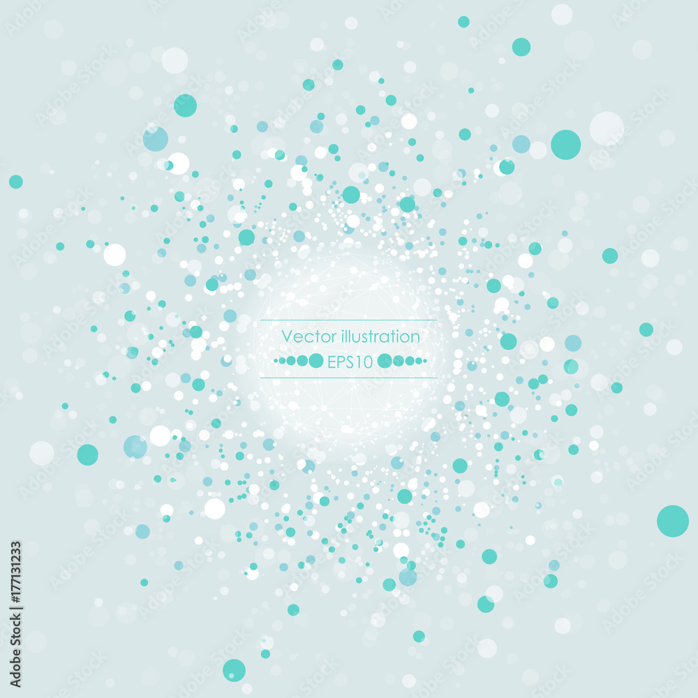 Poster molecular structure in the form of a sphere. vector illustration