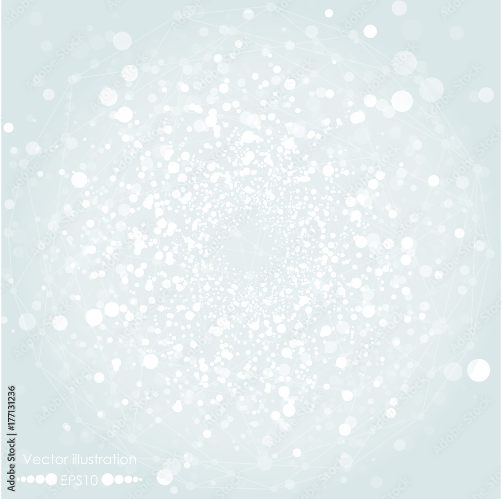 Poster molecular structure in the form of a sphere. vector illustration