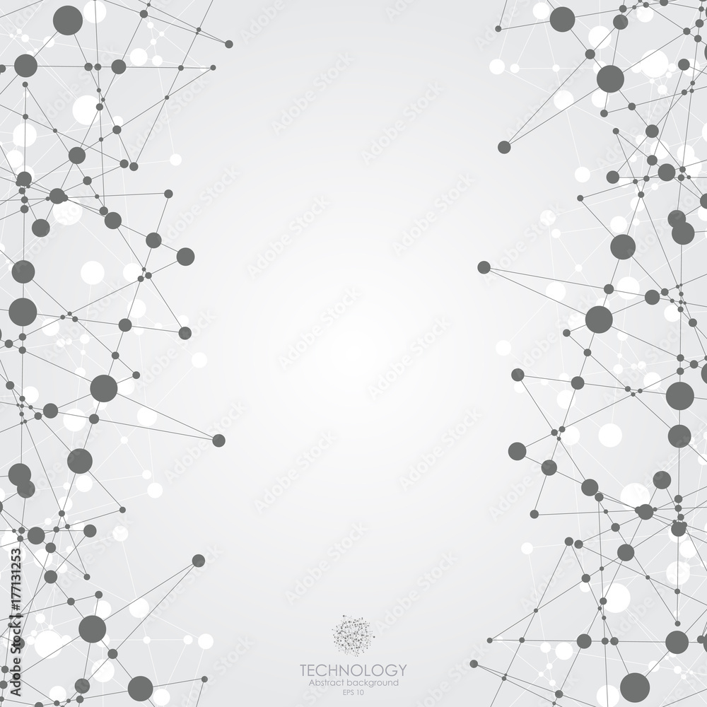 Poster molecular structure in the form of a sphere. vector illustration