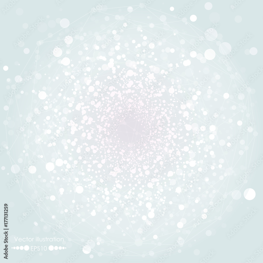 Poster molecular structure in the form of a sphere. vector illustration