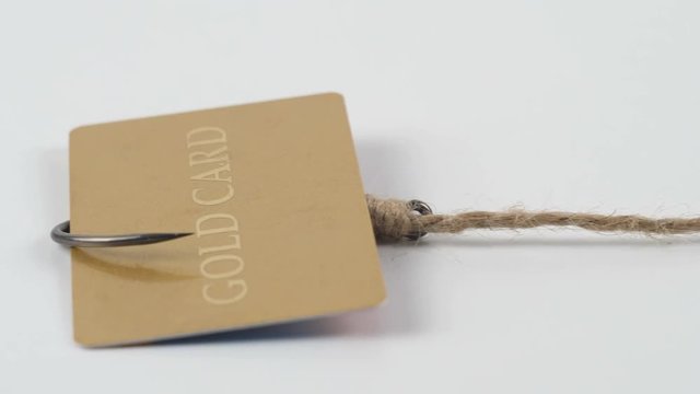 Illustration, on fishhook Gold Credit Card