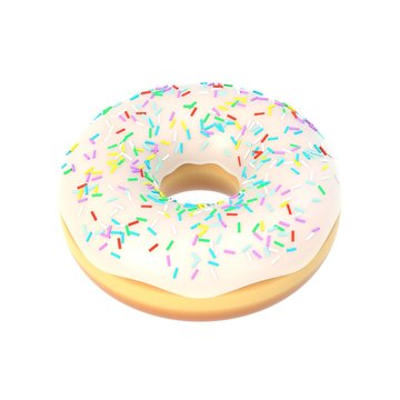 Delicious donut with vanilla icing and sprinkles