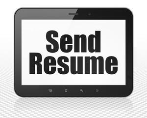 Finance concept: Tablet Pc Computer with Send Resume on display