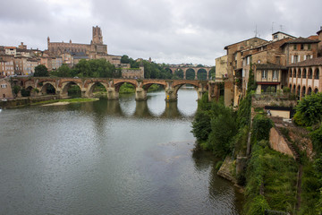 Obraz premium View of the Episcopal City of Albi and the River Tarn. Albi, France