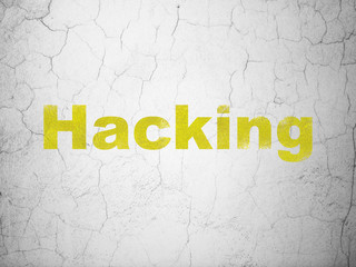 Privacy concept: Hacking on wall background