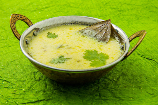 Tradtional Rajsthani food Kadi or curd curry with kadi patta