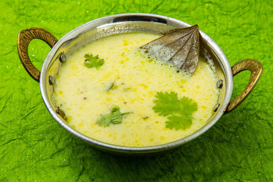 Tradtional Rajsthani food Kadi or curd curry with kadi patta