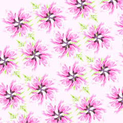 Fototapeta na wymiar rose flower mint blue pink pattern heart love flowers abstract decoration illustration