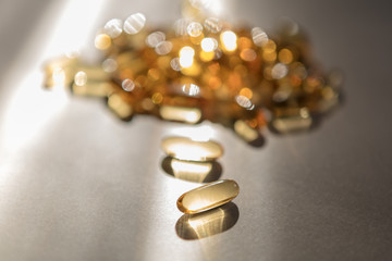 Omega 3 fishoil pills  isolated on white background