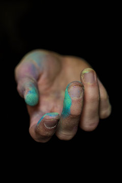 Expressive Hands with Chalk: to cup, cusp, hither, call, relate