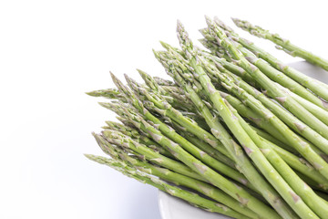 Closeup of fresh asparagus and copy space.