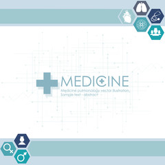Medical care background with human heart and lungs. Medical clinic logo.