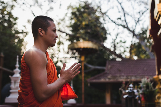 Monk inside a Temple in Thailand