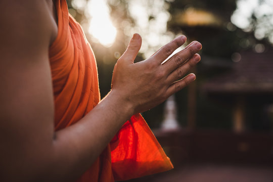 Monk inside a Temple in Thailand
