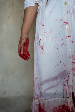 Zombie woman hand blood