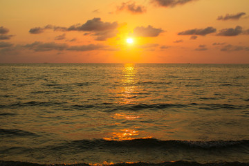Beautiful yellow-bloody sunset in the Aegean sea.