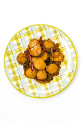 wok fried Scallops stir fry with sweet peppers and chinese vegetables