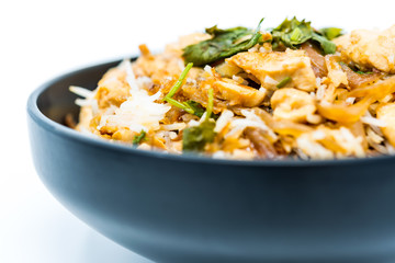 Homemade Chinese fried rice with chicken