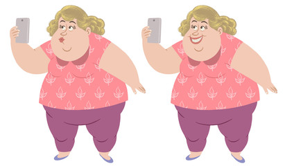 Fat lady taking a selfie