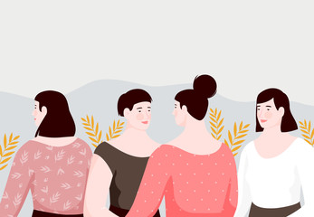 Four women in wheat field