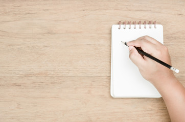 hand writing note copyspace