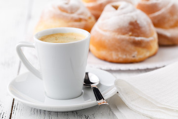 Coffee cup and cookies with free space
