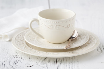 empty coffee cup and spoon