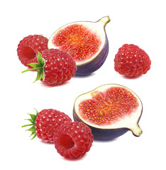 Figs raspberry set isolated on white