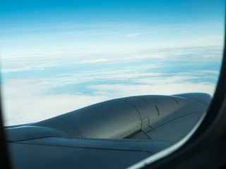 Naklejka na ściany i meble In the sky and amazing view from plane